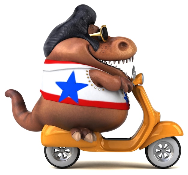 Foto leuke 3d cartoon illustratie van een trex rocker