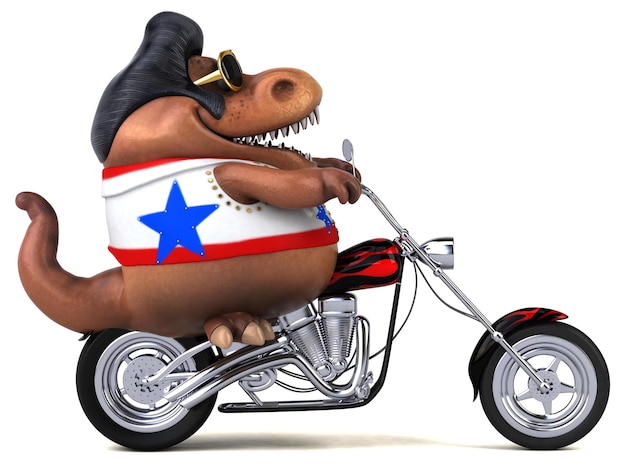 Leuke 3D cartoon illustratie van een Trex rocker