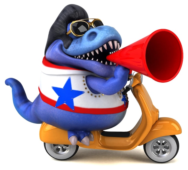 Foto leuke 3d cartoon illustratie van een trex rocker