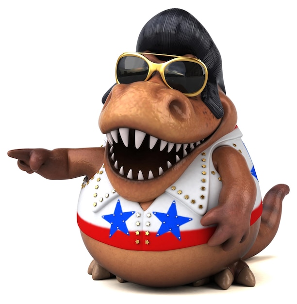 Foto leuke 3d cartoon illustratie van een trex rocker