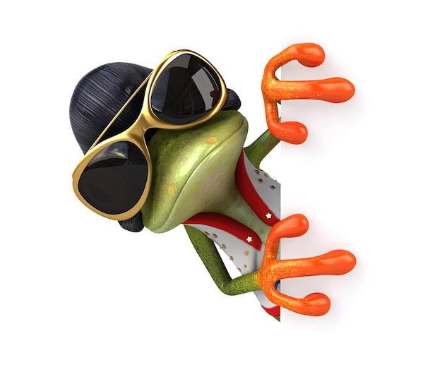 Leuke 3D cartoon illustratie van kikker rocker