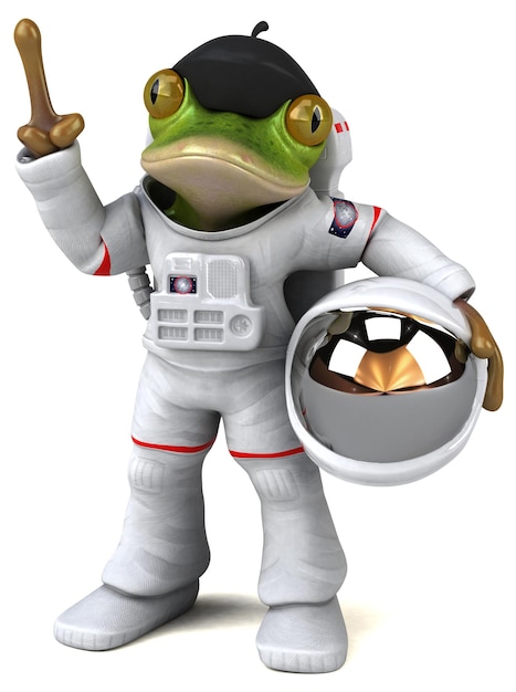 Leuke 3D cartoon kikker astronaut