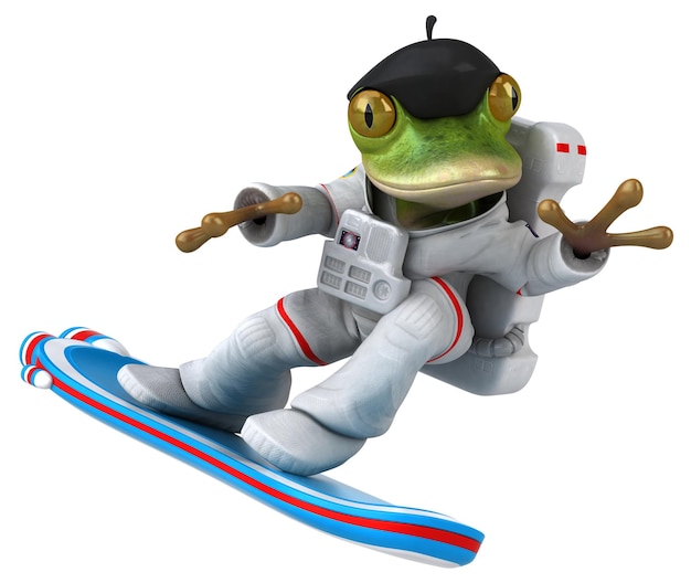 Leuke 3D cartoon kikker astronaut