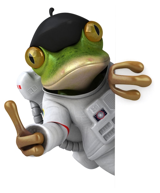 Leuke 3D cartoon kikker astronaut