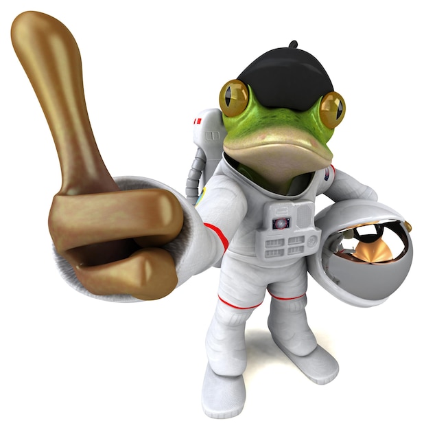 Leuke 3D cartoon kikker astronaut