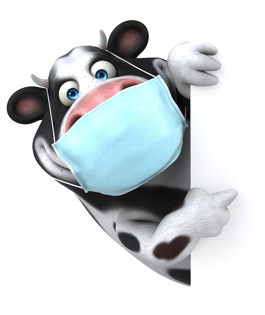 Leuke 3D cartoon koe met een masker