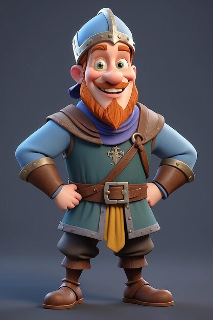 Leuke 3D cartoon Middeleeuwse man personage