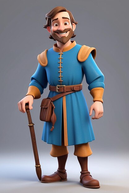 Leuke 3D cartoon Middeleeuwse man personage