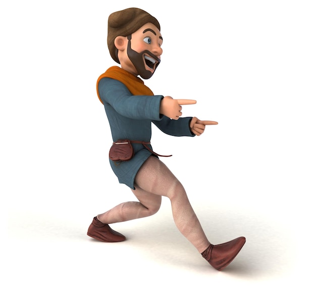 Leuke 3D cartoon middeleeuwse man