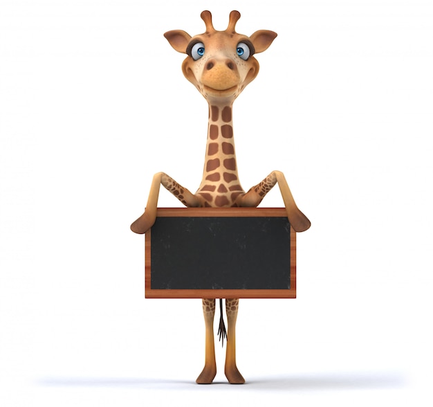 Leuke 3D giraffe met een schoolbord