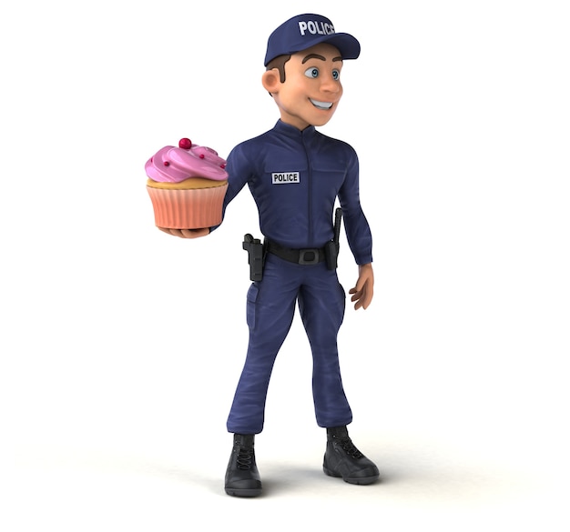 Leuke 3d illustratie van een cartoon politieagent police