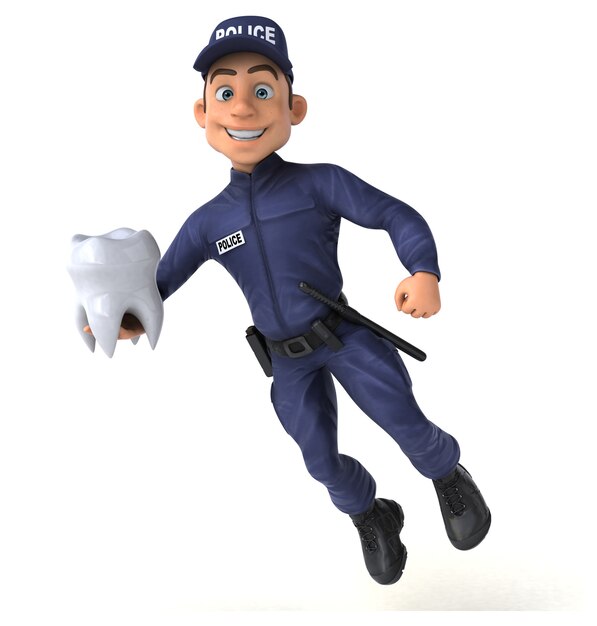 Leuke 3D illustratie van een cartoon politieagent