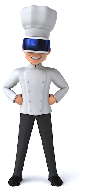 Leuke 3D-illustratie van een chef-kok met een VR-helm