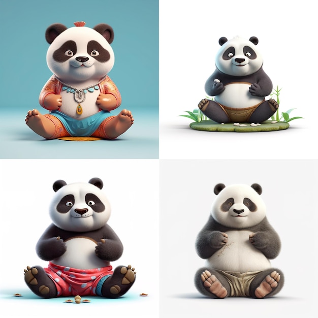 Leuke 3d panda die yoga doet