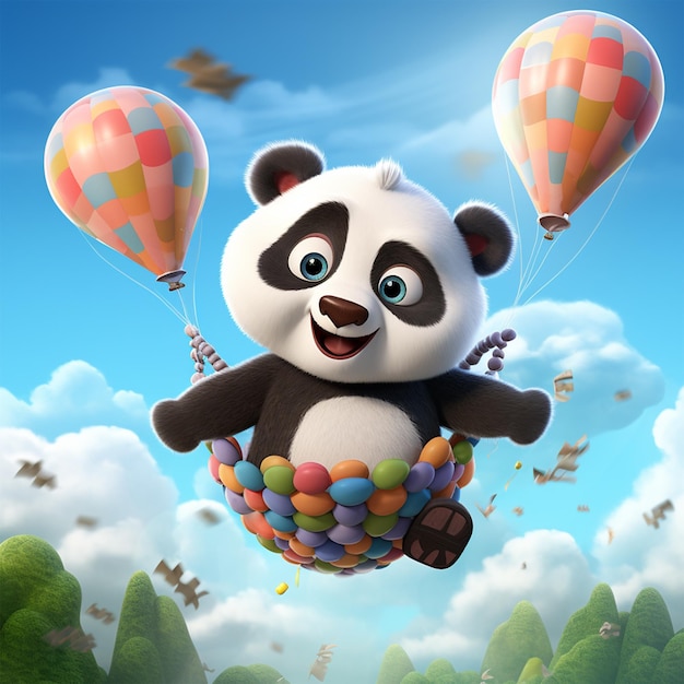 Leuke 3D realistische panda drijvende