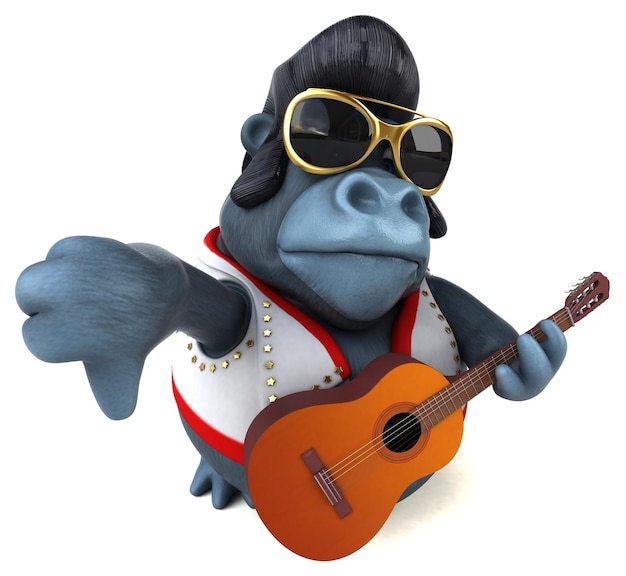 Leuke 3D-tekenfilmillustratie van een rocker-gorilla