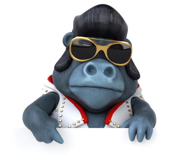 Leuke 3D-tekenfilmillustratie van een rocker-gorilla