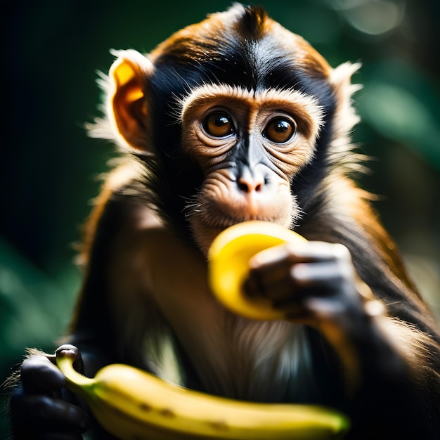 Leuke aap die bananen eet.