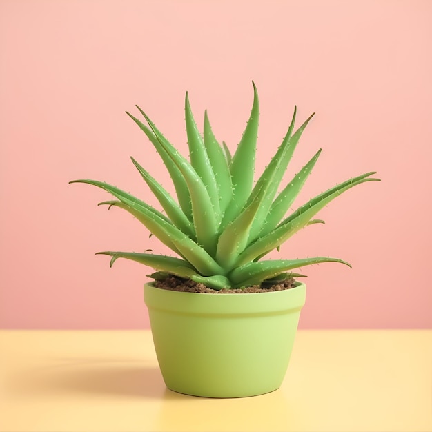 Leuke aloëplant in een pot met achtergrond