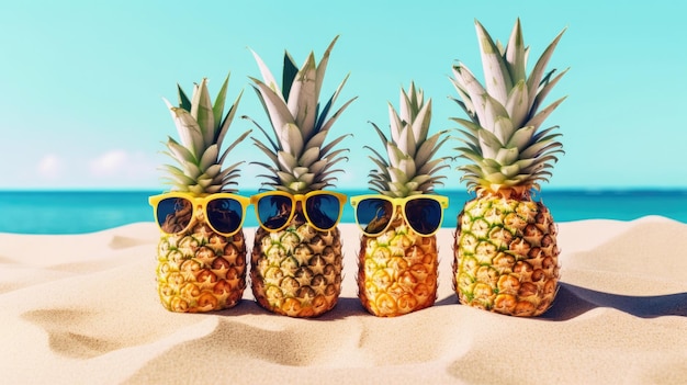 Leuke ananas in zonnebril Illustratie AI GenativexA