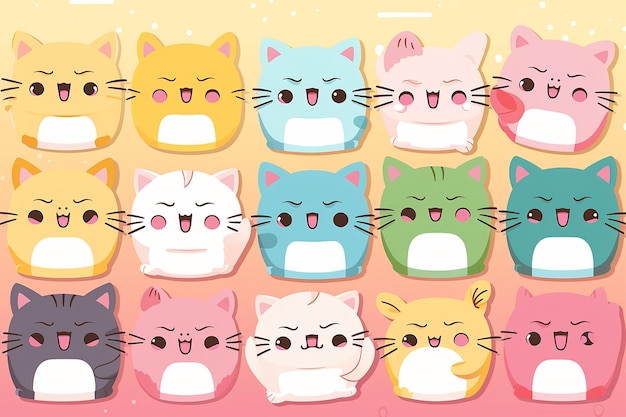 Leuke anime kawaii kat naadloos patroon behang