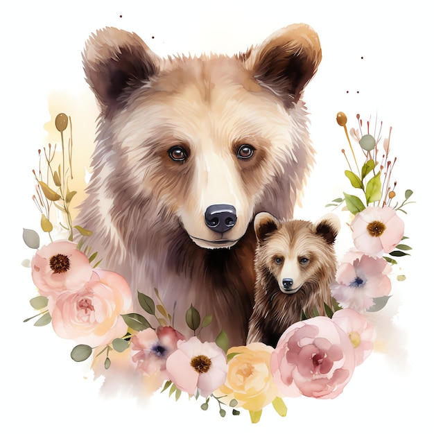 Leuke aquarel beren familie illustratie teddyberen clipart