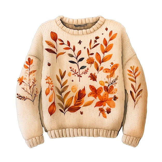 Leuke aquarel boho herfstbeige trui voor illustratie in de herfsttijd