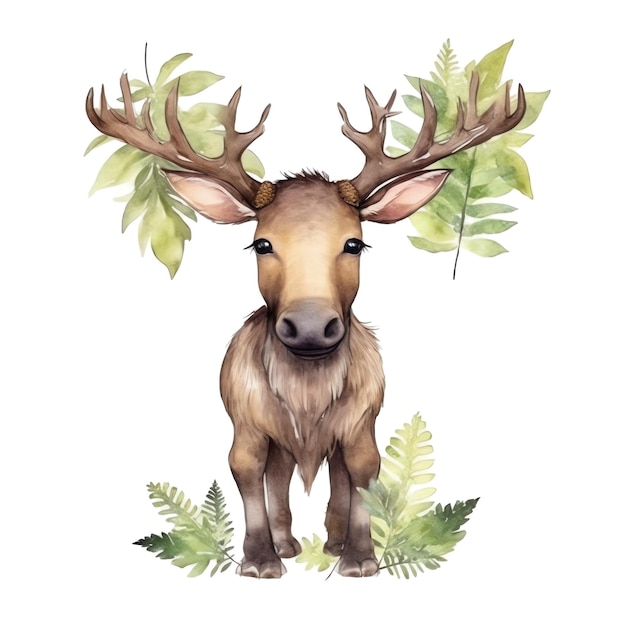 Leuke aquarel elanden illustratie bosdieren clipart