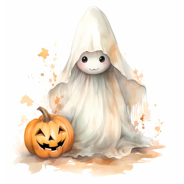 Leuke aquarel halloween babyspookillustratie