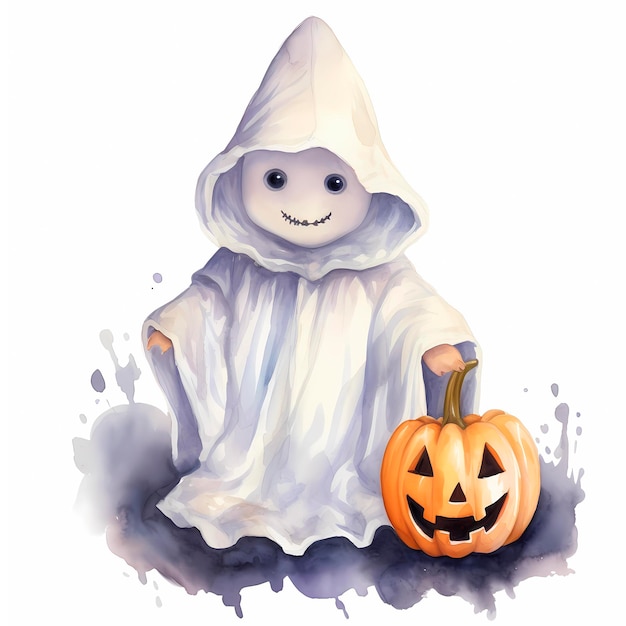 Leuke aquarel halloween babyspookillustratie