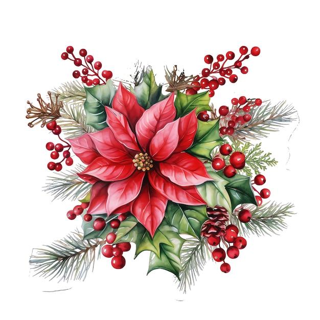 Leuke aquarel kerst mistletoe illustratie voor kerstmis