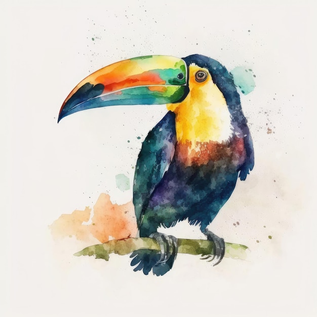 Leuke aquarel Toucan Bird illustratie AI generatieve