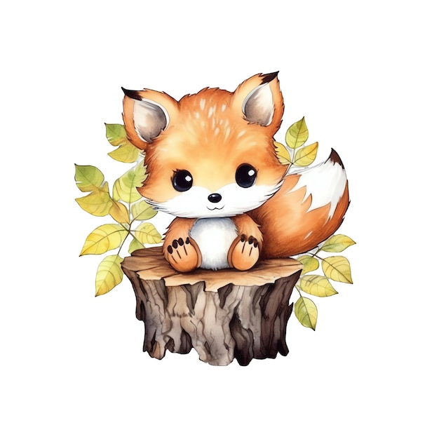 Leuke aquarel vos illustratie bos dieren clipart