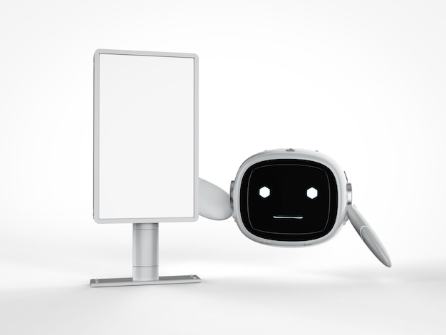 Leuke assistent kunstmatige intelligentie robot geen been met leeg led-bord