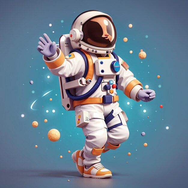 Leuke astronaut karate kick cartoon vector icoon illustratie wetenschap technologie icoon geïsoleerd plat