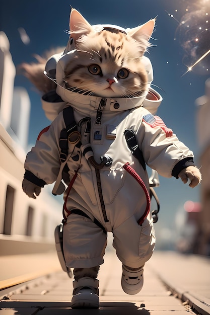 Leuke astronaut kat in ruimtepak wallpaper afbeelding achtergrond