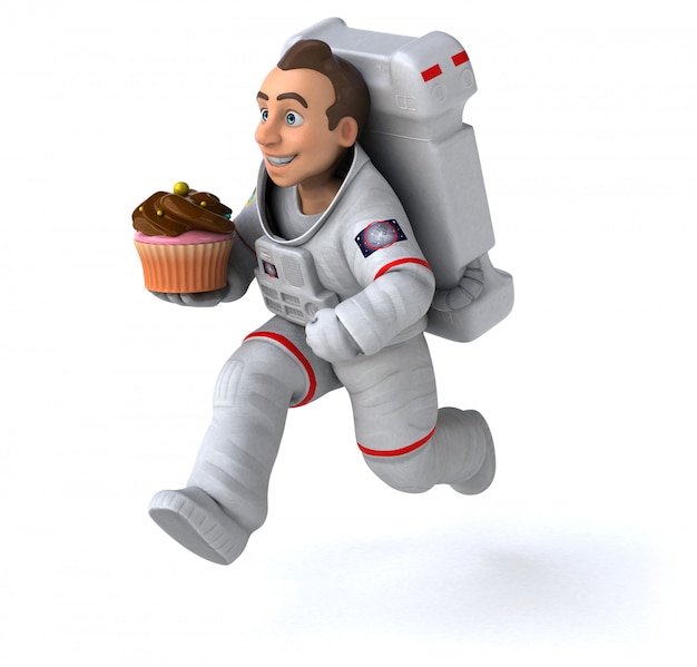 Leuke astronaut met cupcake