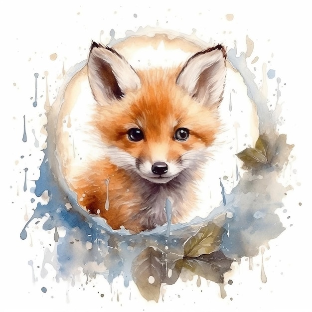 Leuke Baby Fox Nursery Art Generatieve AI