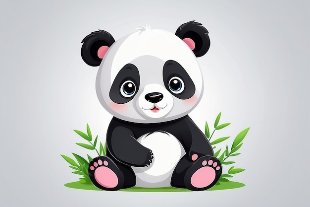 Leuke baby panda zit cartoon vector icoon illustratie dier natuur icoon concept geïsoleerd plat