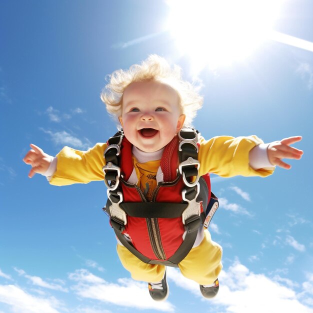 Foto leuke baby skydiving.