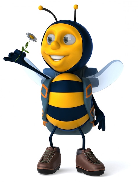 Foto leuke backpacker bee animatie