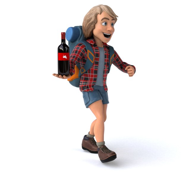 Leuke backpacker cartoon man