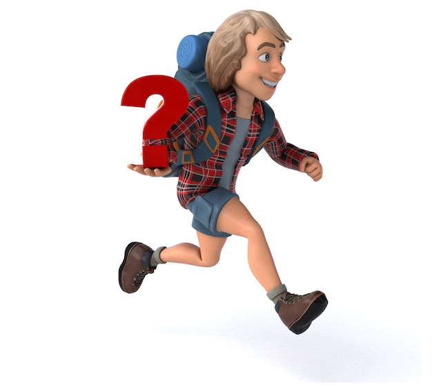 Leuke backpacker cartoon man