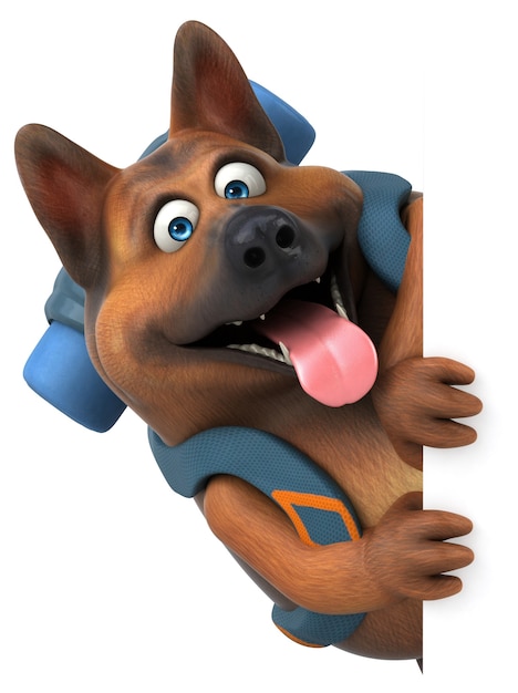 Leuke backpacker Duitse herdershond cartoon personage