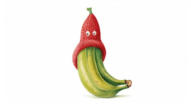 Leuke banaan Happy Fruit op witte achtergrond met een glimlach in de illustratiestijl van kinderen