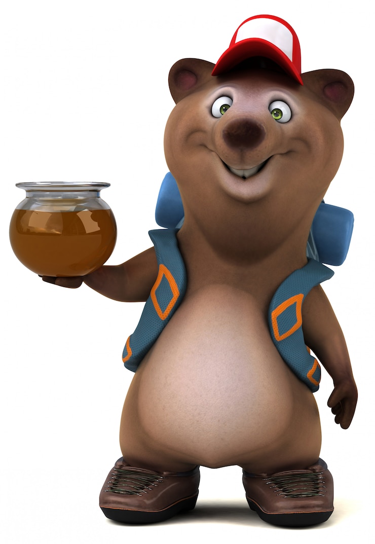 Foto leuke beer backpacker animatie