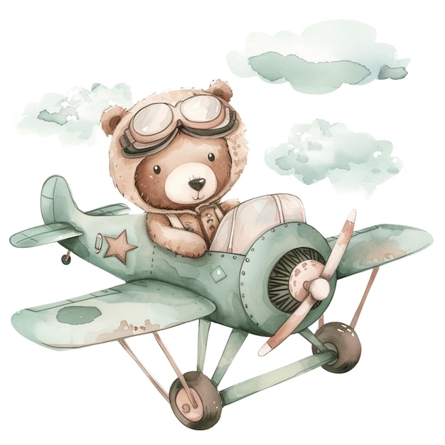Leuke beer in een vliegtuig illustratie