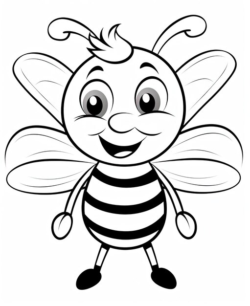 Leuke bijen cartoon personage mascotte in omtrek