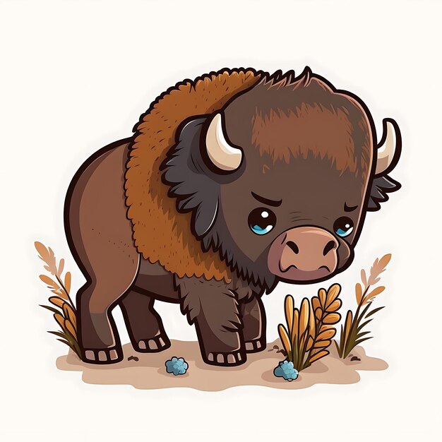 Foto leuke bison kleurrijke cartoon vector kunst digitaal