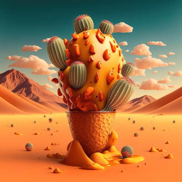 Leuke cactus 3d illustratie